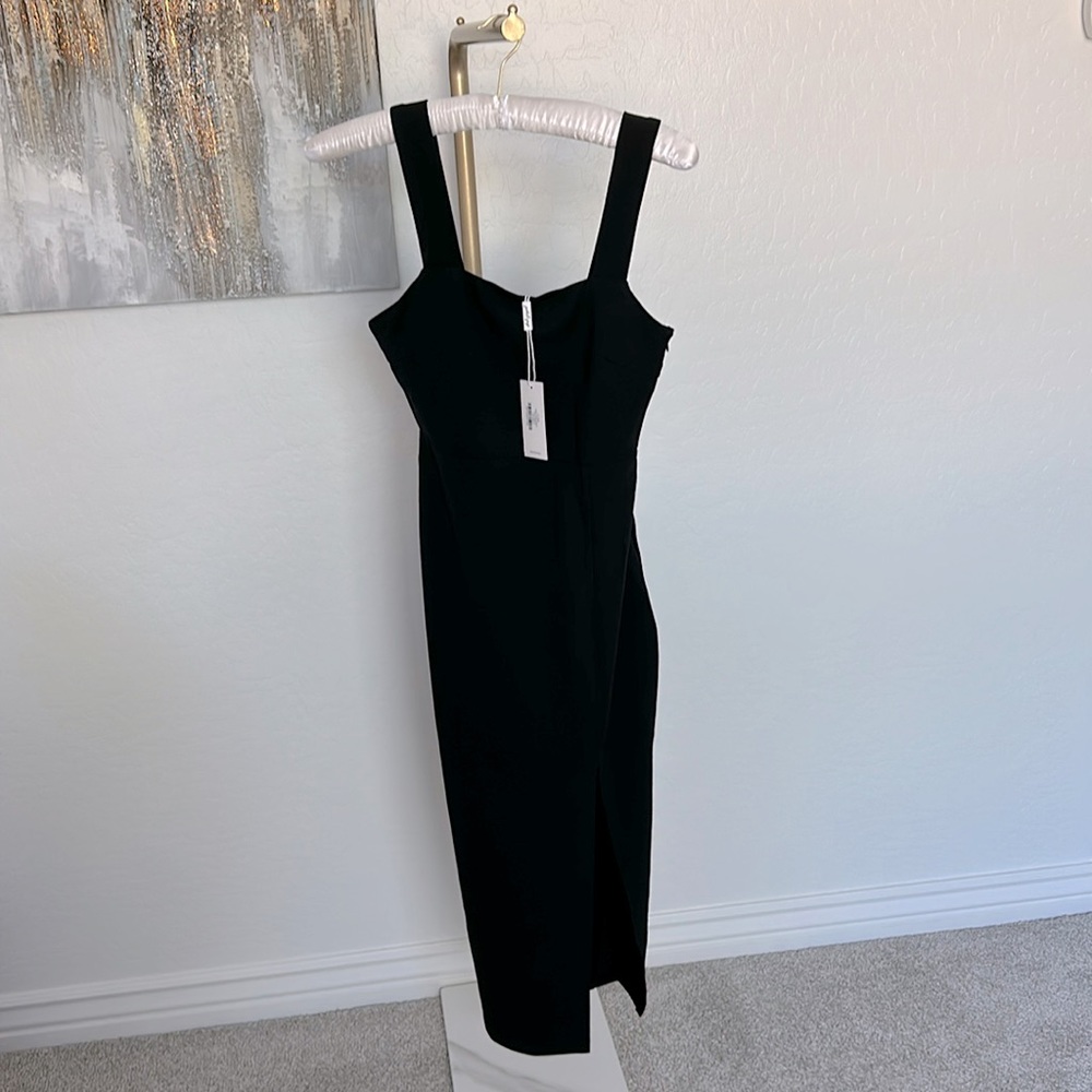 Petal & Pul Hyatt Black Black Midi Size 4 Dress